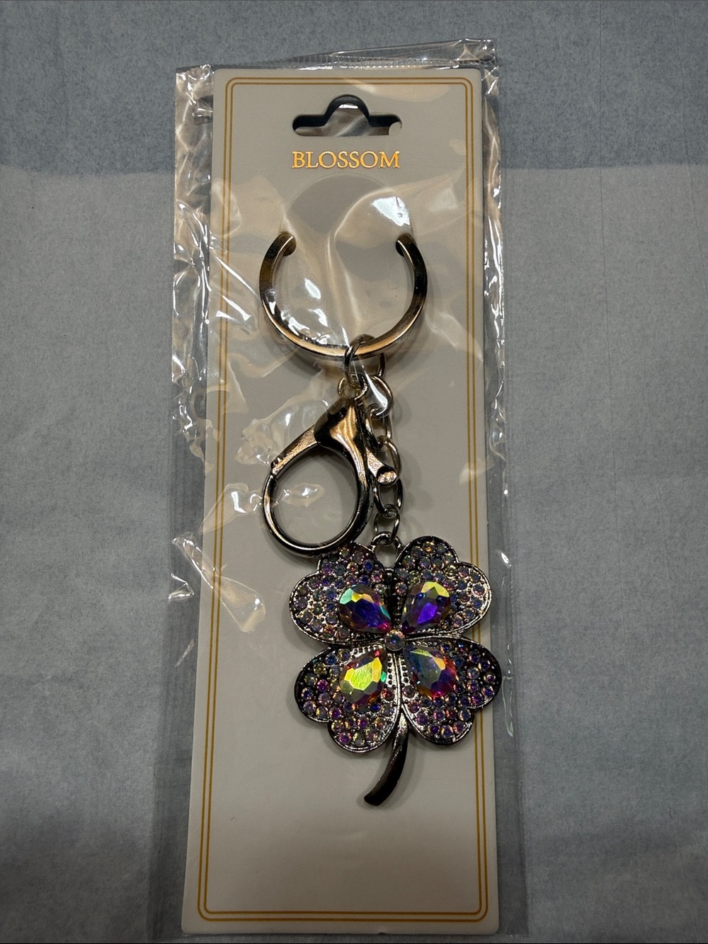 Blossom Iridescent Four-Leaf Clover Key- Purple Accent